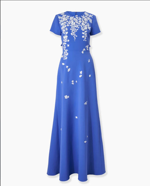 Flora-Embroidered Gown With Bows